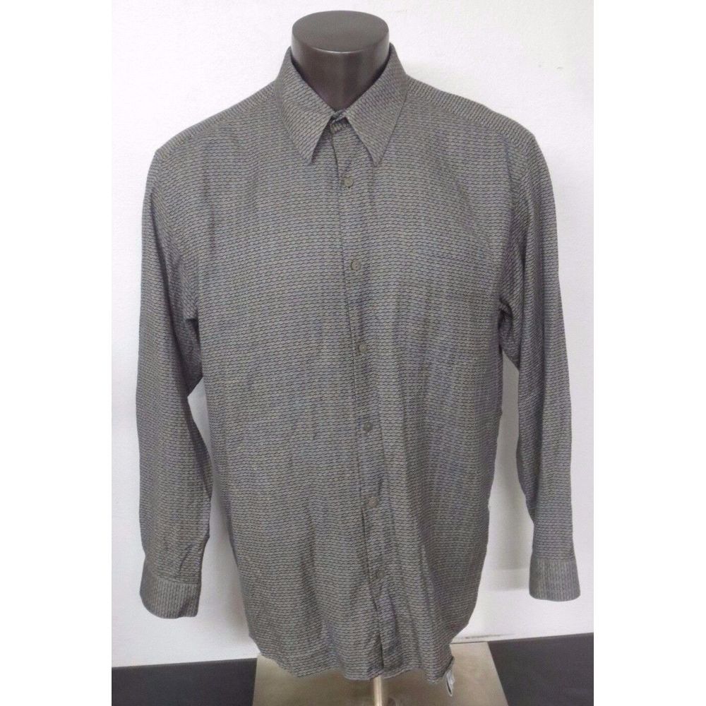 Jhane Barnes Geometric Long Sleeve Button Front Shirt Size XL‎ Cotton Blend